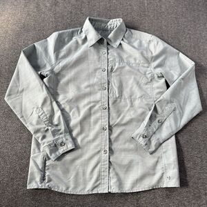 MOUNTAIN HARDWEAR Womens Canyon Shirt Small Blue Long Sleeve UPF 50 Hiking